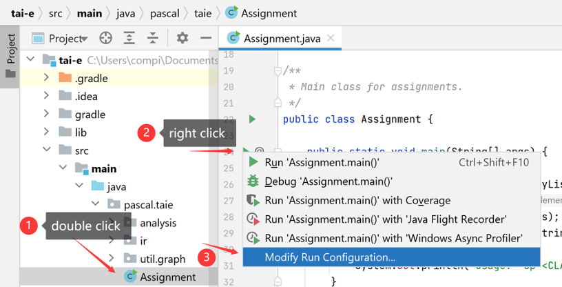 Open Run Configuration